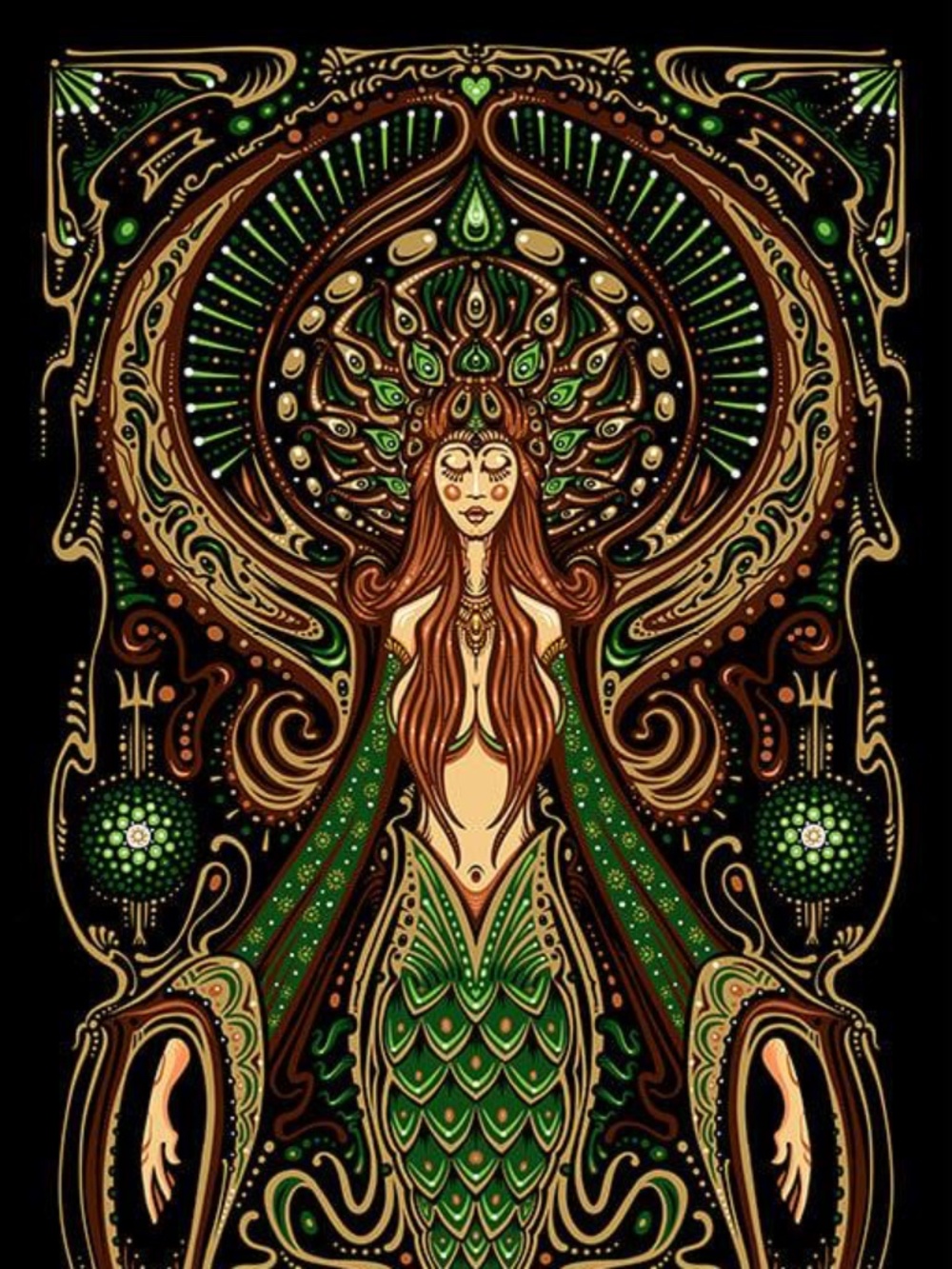 Limited Edition Mermaid Goddess Silk Screen Art Print 16x36"